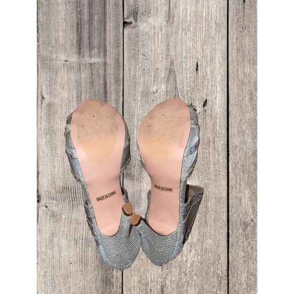 De Blossom Daisy-18 Silver Bedazzled Platform Heel Peeptoe Women’s Size 6 - Picture 8 of 10